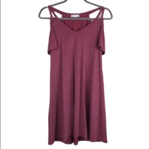 Socialite maroon cold shoulder mini dress/ tunic